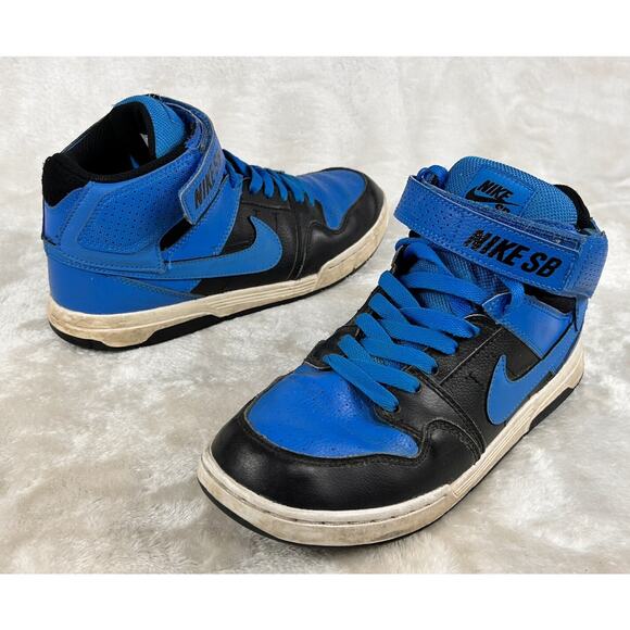 Nike Boys Mogan Mid 2 SB 645025-400 Black Blue Lace Up Sneaker Shoes Size 6Y - Picture 1 of 7